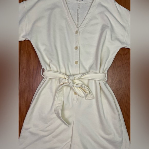 Alex Mill French Terry Tie Waist Button Front Romper Ecru/Ivory Size XL - Picture 3 of 6